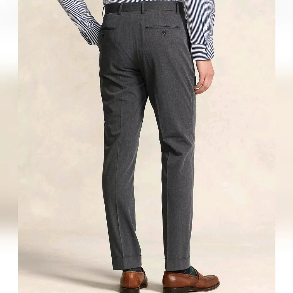 Polo Ralph Lauren Men Pants Size 37 Charcoal Gray Suit Trousers Unhemmed New